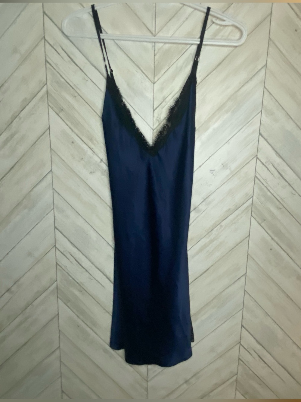 Victoria's Secret Navy Slip with Black Lace Trim
